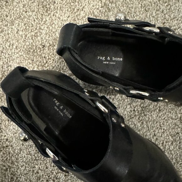 Rag & Bone Westin Black Harness Pull On Booties W/ Silver Tone Hardware - Picture 5 of 9